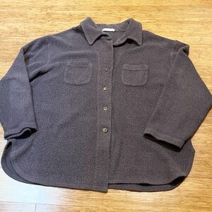 Cut Loose Textured Knit Fleece Button Down Jacket in Dark Gray w/ pockets. 3X
